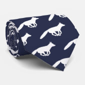 Fox Silhouettes Pattern White en Blue Stropdas (Opgerold)