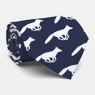 Fox Silhouettes Pattern White en Blue Stropdas