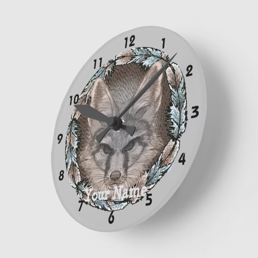 Fox Sketch Clock Ronde Klok (Hoek)