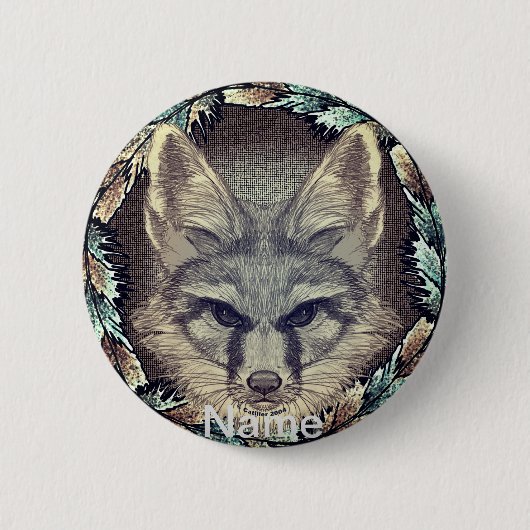 Fox Sketch Ronde Button 5,7 Cm (Voorkant)