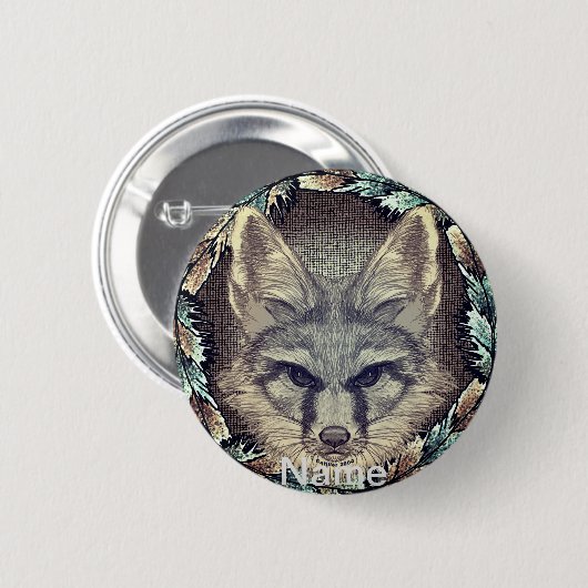 Fox Sketch Ronde Button 5,7 Cm (Voorkant /achterkant)