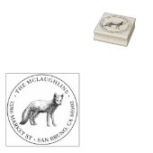 Fox Sketch | Ronde familienaam & retouradres Rubberstempel (Gestempeld)