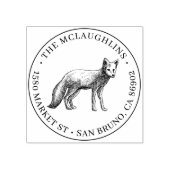 Fox Sketch | Ronde familienaam & retouradres Rubberstempel (Afrduk)
