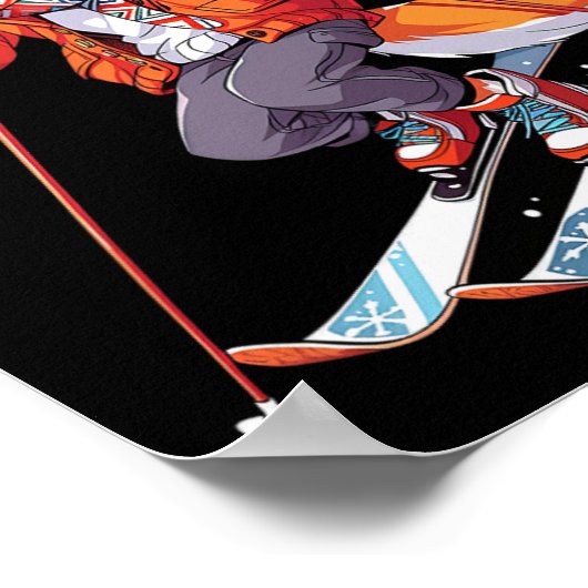 Fox Skiing Skier Ski Winter Snow 1  Poster (Hoek)