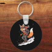 Fox Skiing Skier Ski Winter Snow Sleutelhanger (Voorkant)