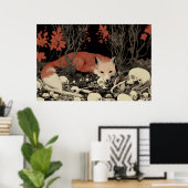 Fox Skull Art Print, Surreal Wildlife Illustratie Poster (Thuiskantoor)