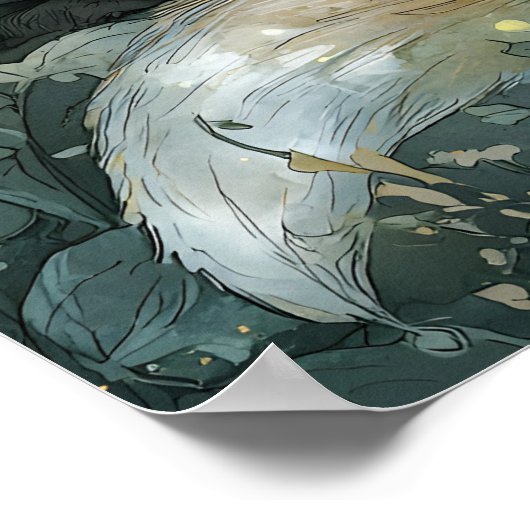 Fox Sleeping Enchanted Emerald Forest Poster (Hoek)