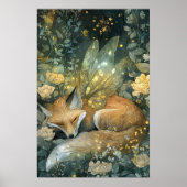 Fox Sleeping Enchanted Emerald Forest Poster (Voorkant)