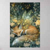 Fox Sleeping Enchanted Emerald Forest