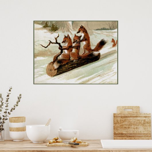 Fox Sleigh Ride Print (Keuken)