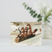 Fox Sleigh Ride  Print Briefkaart (Staand voorkant)