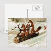 Fox Sleigh Ride  Print Briefkaart (Voorkant / Achterkant)