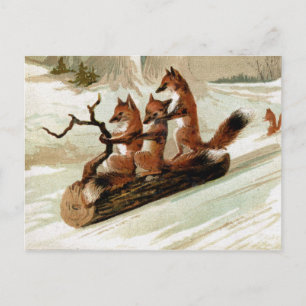 Fox Sleigh Ride  Print Briefkaart
