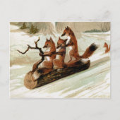 Fox Sleigh Ride  Print Briefkaart (Voorkant)