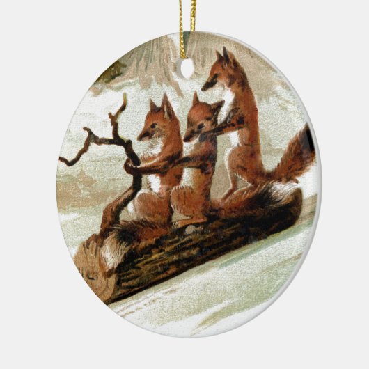 Fox Sleigh Ride  Print Keramisch Ornament (Links)