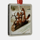 Fox Sleigh Ride  Print Metalen Ornament (Rechts)