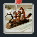 Fox Sleigh Ride  Print Metalen Ornament<br><div class="desc">Vintage beelden zijn tot uiting gekomen in unieke kunst en accessoires.</div>