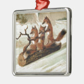 Fox Sleigh Ride  Print Metalen Ornament (Links)