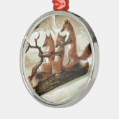Fox Sleigh Ride Print Metalen Ornament (Links)