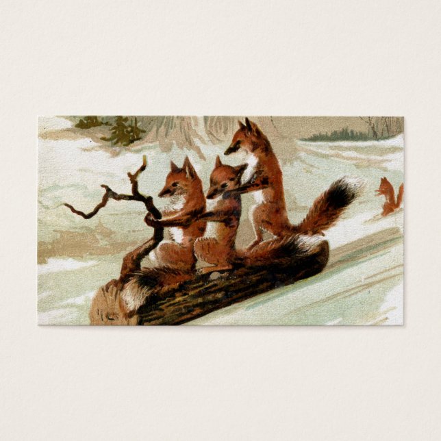 Fox Sleigh Ride  Print Visitekaartjes (Voorkant)