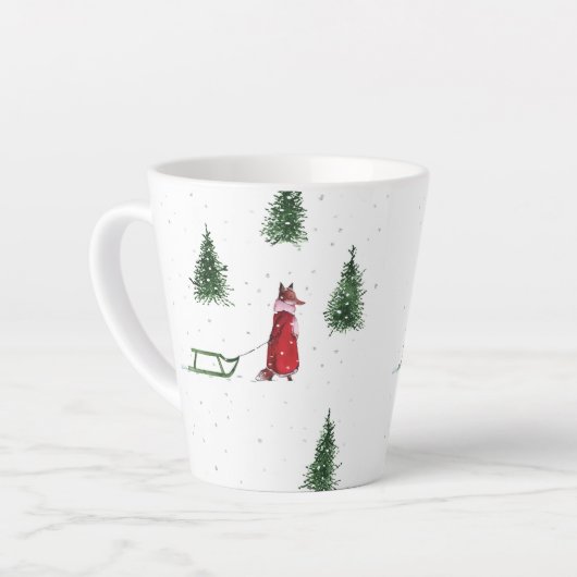 Fox sneeuw winter Kerstmis illustratie Latte Mok (Linkerhoek)