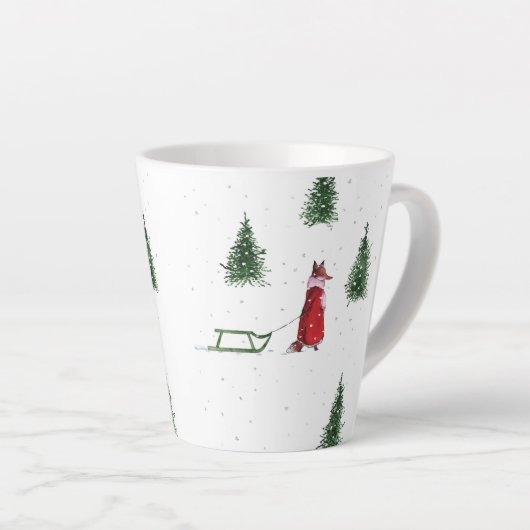 Fox sneeuw winter Kerstmis illustratie Latte Mok (Rechterhoek)