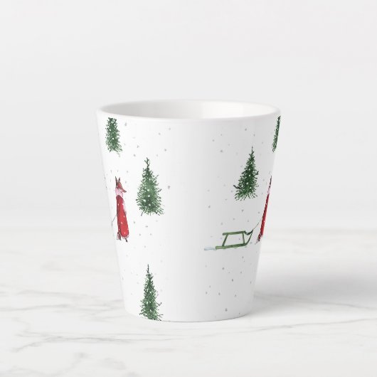 Fox sneeuw winter Kerstmis illustratie Latte Mok (Voorkant)