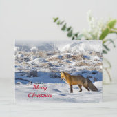  Fox Sneeuwfotokerstflaag Feestdagenkaart (Staand voorkant)