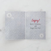 Fox Sneeuwvlok Zilver Glitter Elegante Kerstkunst Feestdagen Kaart (Binnen)