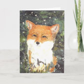 Fox Snow Winter Kerstmis Maureen Girard Kaart (Voorkant)