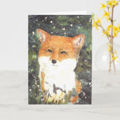 Fox Snow Winter Kerstmis Maureen Girard Kaart (Gele Bloem)
