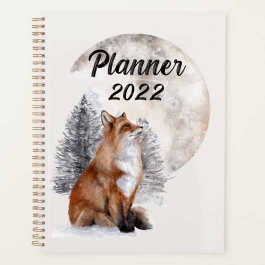 Fox Snow Winter Kerstroze Planner (Voorkant)