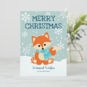Fox Snowflakes Woodland Animal Kerstmis Feestdagenkaart (Staand voorkant)