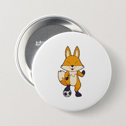 Fox Soccer player Soccer Ronde Button 7,6 Cm (Voorkant /achterkant)