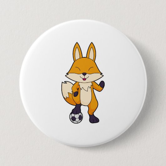 Fox Soccer player Soccer Ronde Button 7,6 Cm (Voorkant)