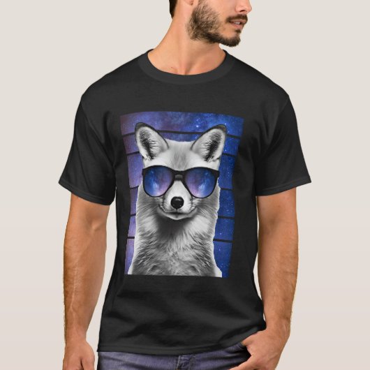 Fox Space Glasses Galaxy Zonnebril Meme T-shirt (Voorkant)