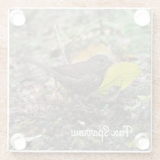 Fox Sparrow Glazen Onderzetter (Achterkant)