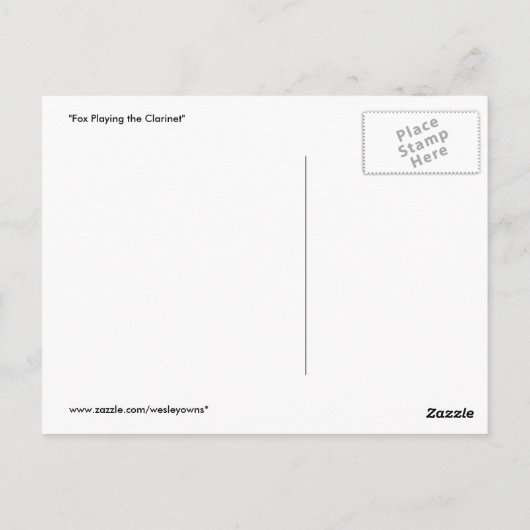 Fox Speelt het Clarinet Briefkaart (Achterkant)