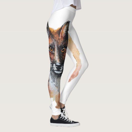 Fox – Spirit Animal, Waterverf Totem Joga Guide A Leggings (Rechts)