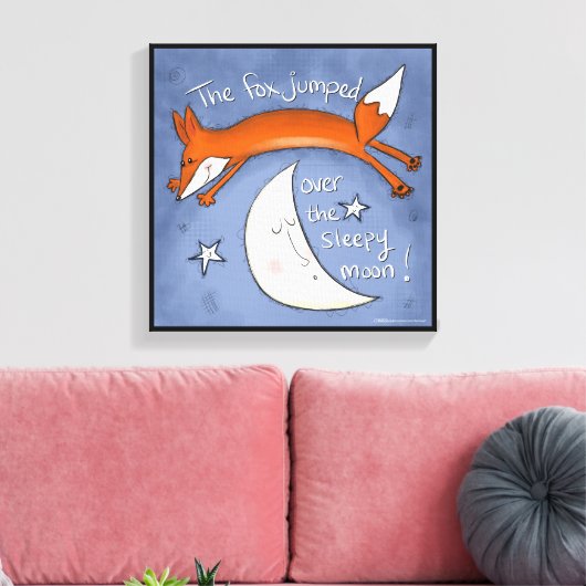 Fox springt over de maan canvas afdruk (Insitu (Woonkamer))