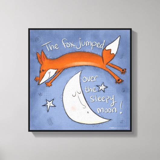 Fox springt over de maan canvas afdruk (Voorkant)