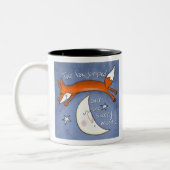 Fox sprong over de maan tweekleurige koffiemok (Links)