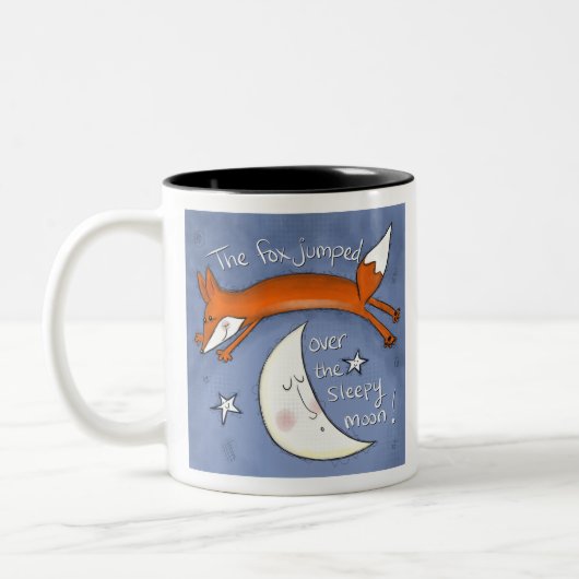 Fox sprong over de maan tweekleurige koffiemok (Links)