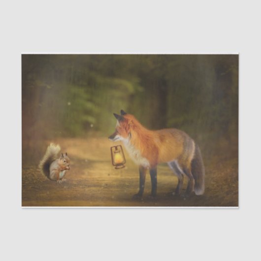 Fox Squirrel Autumn Forest Tissuepapier (Voorkant)