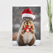 Fox Squirrel met een kerstmuts Feestdagen Kaart (Voorkant)