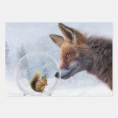 Fox Squirrel Winter Snow Globe Inpakpapier Vel (Voorkant 3)