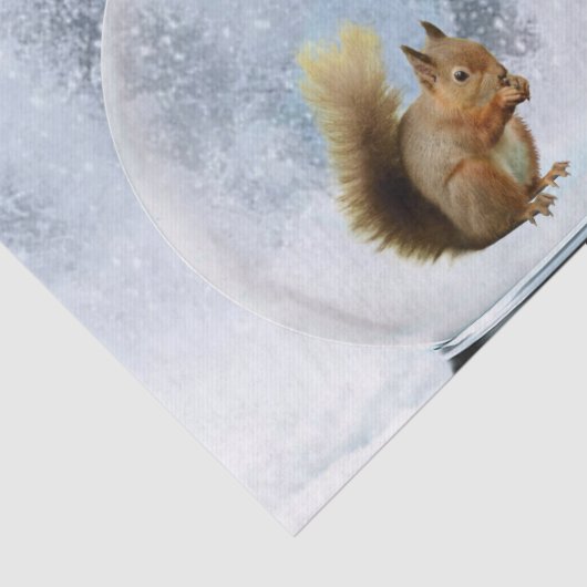 Fox Squirrel Winter Snow Wereldbol Tissuepapier (Detail)