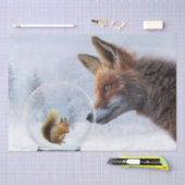 Fox Squirrel Winter Snow Wereldbol Tissuepapier (Craft)
