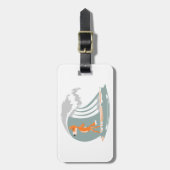 Fox Staande op een Surfboard Bagagelabel (Voorkant verticaal)