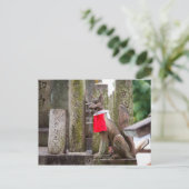 Fox standbeeld van Fushimi Inari heiligdom Briefkaart (Staand voorkant)